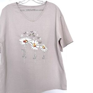 Women's Floral Graphic Top - Light Gray